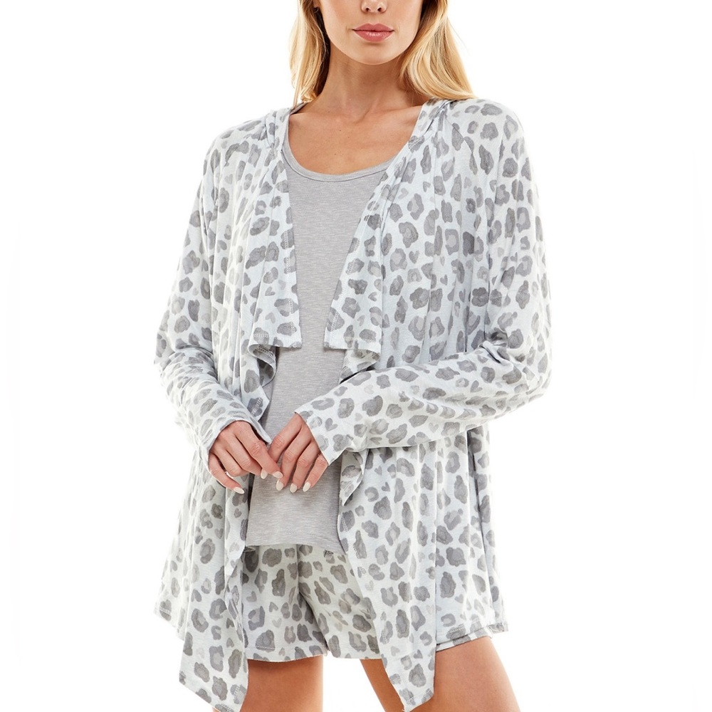 Macys Pajama Set Soft Hooded Cardigan, Tank Top and Shorts 3 piece set. NWT